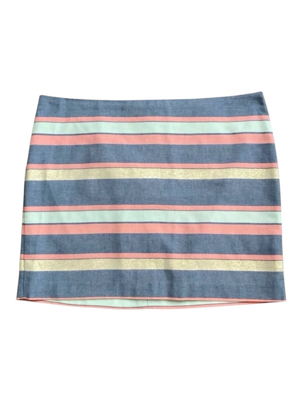 Gap Stripe Mini Skirt Shimmer Coral Blue Pink Golden Women’s 10 Preppy